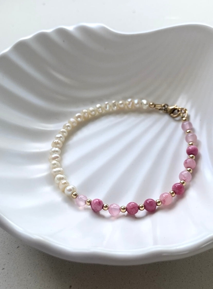 Pink Jade Stone Bracelet